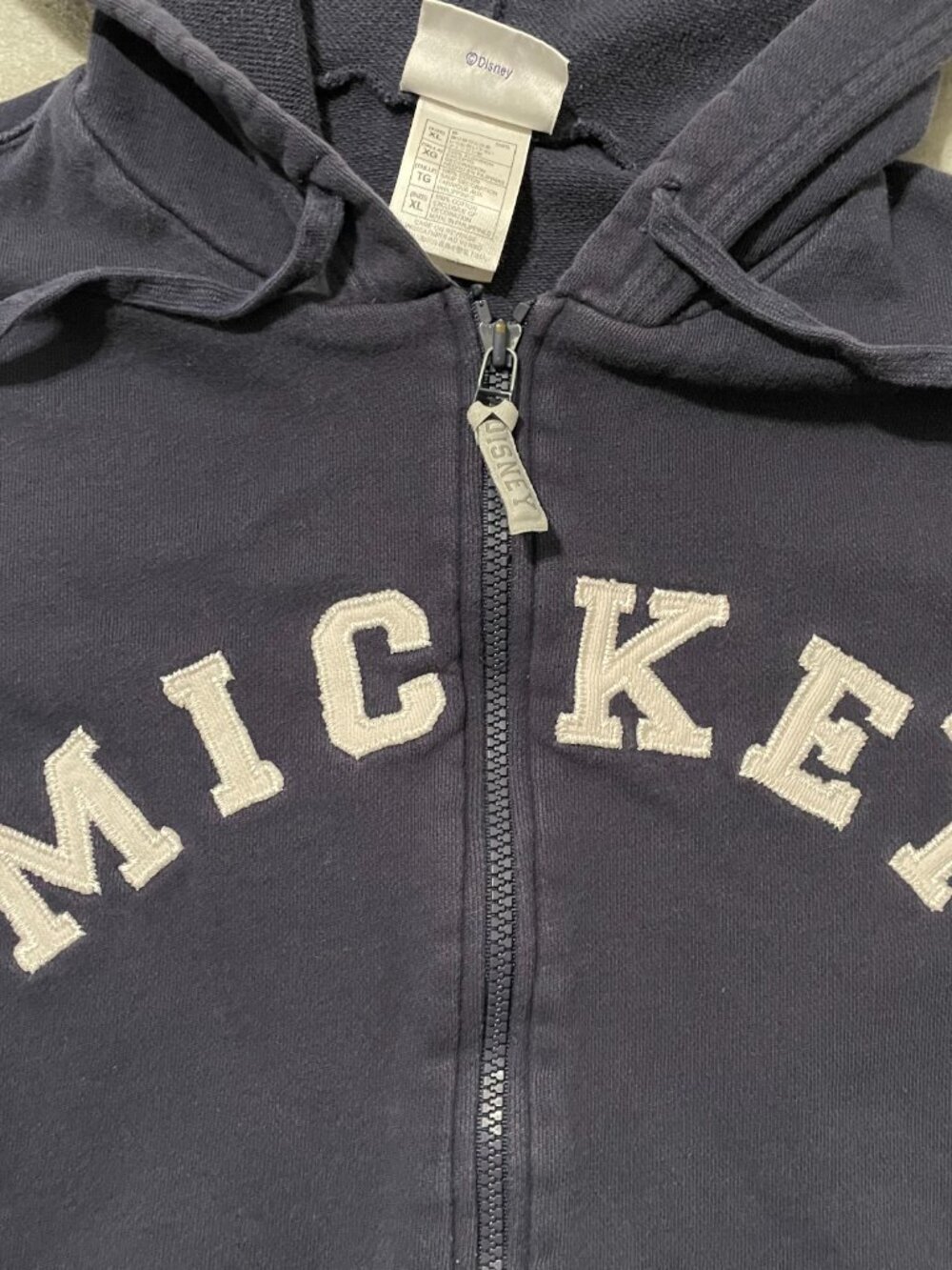 Disneyland Resort Vintage Navy Blue Zip Up Hoodie Mickey Mouse Embroidered Sz XL - Picture 2 of 7